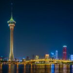 stunning night view of macau tower and skyline